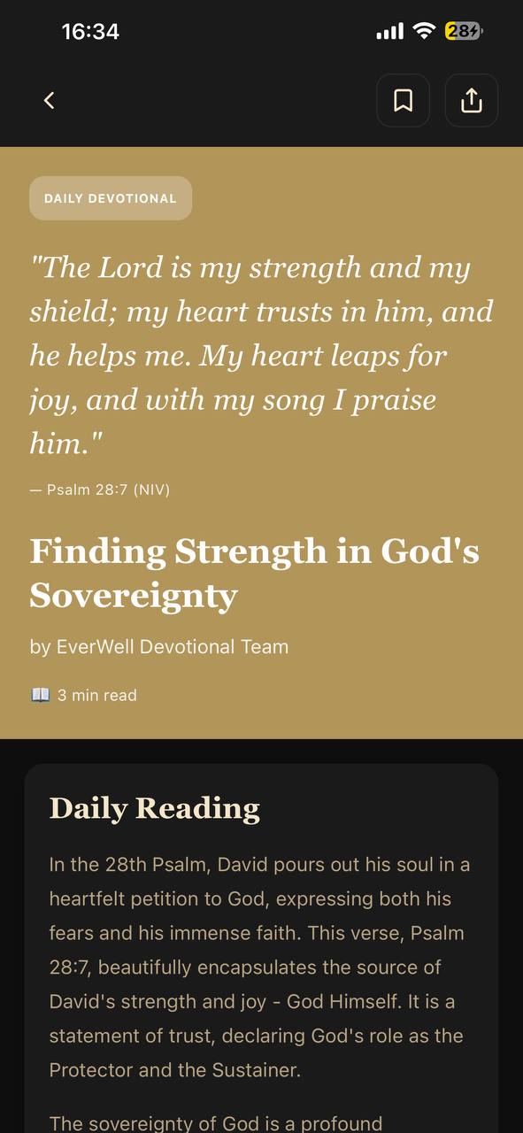 EverWell daily devotional reading screen